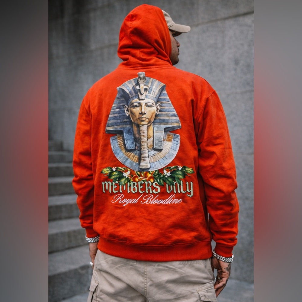 Civilized Members Only Royal Bloodline Hoodie Red Orange mens’s medium Egyptian‎
